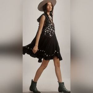 Anthropologie V-Neck Sequin Deco Swing Dress Size L P2P20